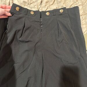 Black High-Waisted Pants with Gold Accent Details